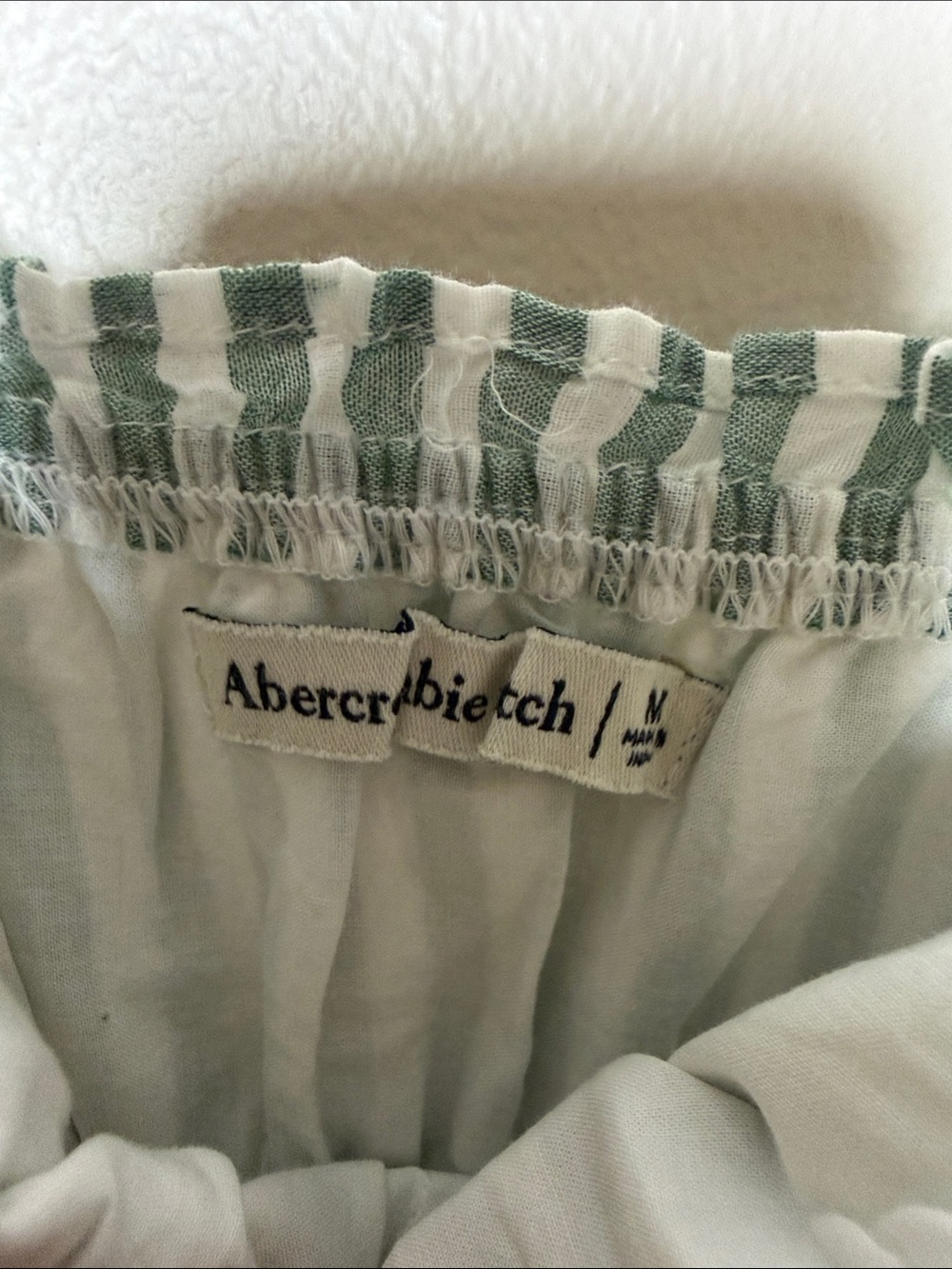 Abercrombie & Fitch Light Mint Striped Smocked Maxi Dress Bra Free - Picture 7 of 8